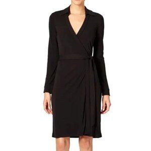 Diane von Furstenberg DVF New Jeanne Two II Black Tie Wrap Dress Size 4 6 M